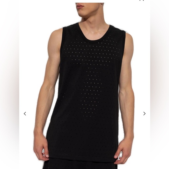 BALENCIAGA Man Perforated Sleeveless T-Shirt Black L NEW $550